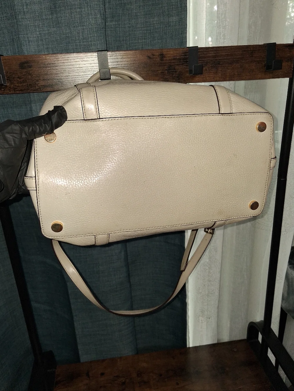 MICHAEL KORS Cream Pebbled Leather Shoulder Satchel